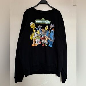 Black Graphic Men Sweater Kensington Market Toronto X Seseme Street Mash Up!